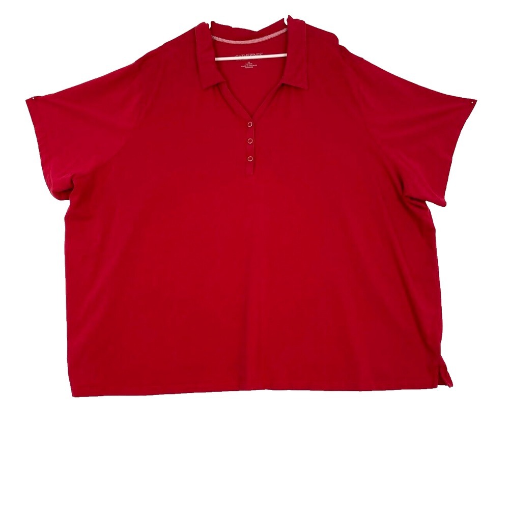 CATHERINES Suprema Collection plus women's Red Polo ‎ 5X, 34/36W Short Sleeve.